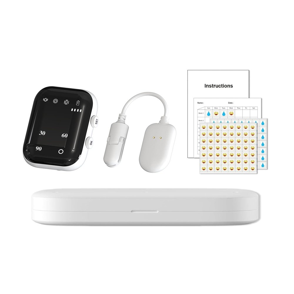 FENCY Wireless Bedwetting Alarm for Boys and Girls, USB C Rechargeable, 3 Modes, Timed, Night Potty Training Device, White