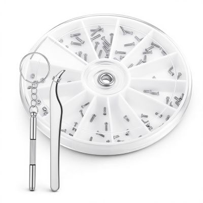 120 Piece Eyeglass Repair Kit Stainless Steel Glasses Screws and Nuts with Precision Screwdriver and Tweezers Universal Eyeglasses Kit Repair Tool for Glasses Sunglasses Watch Jewelry