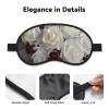 Sleep Mask Blackout Eye Mask for Ultralight Sleeping Night Blindfold White Silk Rose Wedding Flowers Eye Covers Luxury Silk Eye Masks with Elastic Strap Travel Eye Shade Cover for Men Women view 3