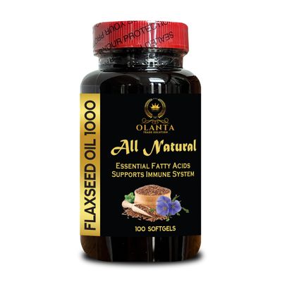 Premium Flaxseed Oil 1000mg Cold-Pressed Plant-Based Omega Supplement with Natural Fatty Acids 1 Bottle 100 Softgels