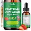 24-in-1 Kidney & Liver, Lymph Cleanse Detox & Repair Drops, Three Immune Formula with Cranberry, Milk Thistle, Vegan Urinary Tract & Lymphatic Drainage & Liver Repair | Strawberry Flavor, 2 FL Oz view 1