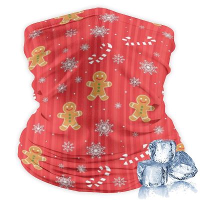 100% BLUE COLLAR Christmas Red Gingerbread Cookies Candy Canes Art Headband Headwear Face Scarf Mask Dust Protection Windproof for Summer Running Fishing for Adults