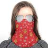100% BLUE COLLAR Christmas Red Gingerbread Cookies Candy Canes Art Headband Headwear Face Scarf Mask Dust Protection Windproof for Summer Running Fishing for Adults view 3