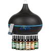 550ml ultrasonic Aromatherapy Essential Oil Diffuser with Remote Control, Dark Wood Grain, Including 6 Essential Oils, 4 Timer Settings, LED Light, Cold Mist humidifier view 1