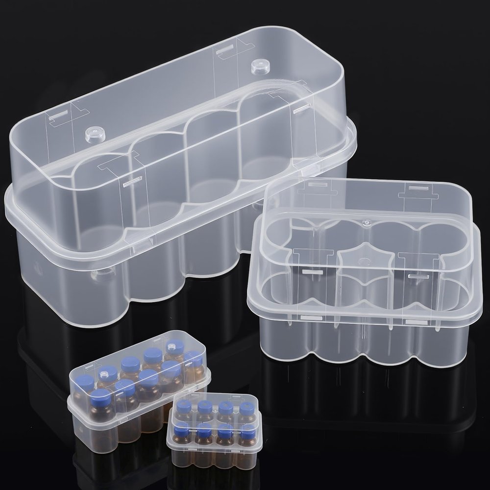 20 Slots Peptide Vials Refrigerator Storage Holder Set Peptide Vial Organizer Stackable Plastic Case Freezer Safe Holders Bottle Holder for Fridge Care Organizer Solution(S+M)