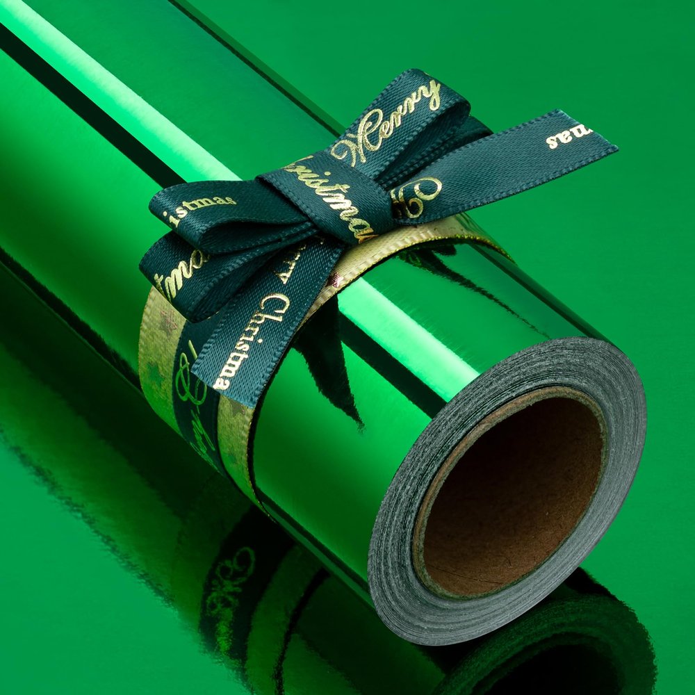RJVW Gift Wrapping Paper, Gift Wrapping Paper Rolls, Holiday Solid Color Gift Wrap Paper for Birthday Valentines Christmas Father's Day Mother's Day (Green)