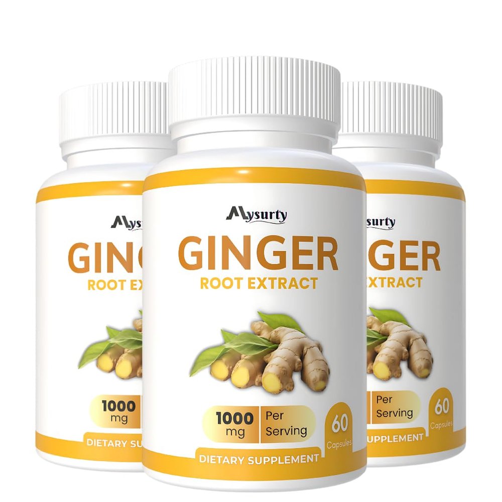 Mysurty Ginger Root Extract | Ginger Root Capsules | Ginger Supplement | Ginger Capsule 1000mg | Capsule for Men & Women - 60 Capsules (Pack 3)