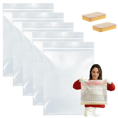 ROPTINK Oven Rack Cleaning Bags, No Scrub Oven Rack Cleaner Bags, No Cleaner Included, Reusable And Leak-Proof, For Ovens, Grills, And Air-Fryer Racks (5 Pcs-L)