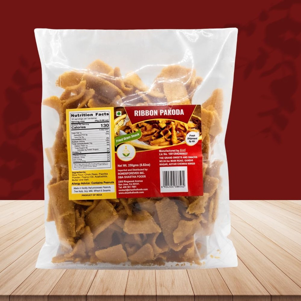 Grand Sweets and Snacks (GSS) Ribbon Pakoda (Pack of 3) Each Pkt 250g (B-P)