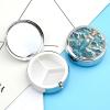 Round Blue Waves Squama Mermaid Scale Pill Organizer Pill Box 3 Compartment Portable Travel Medicine Case Daily Mini Compact Medicine Container Storage Vitamin Supplement Dispenser view 3