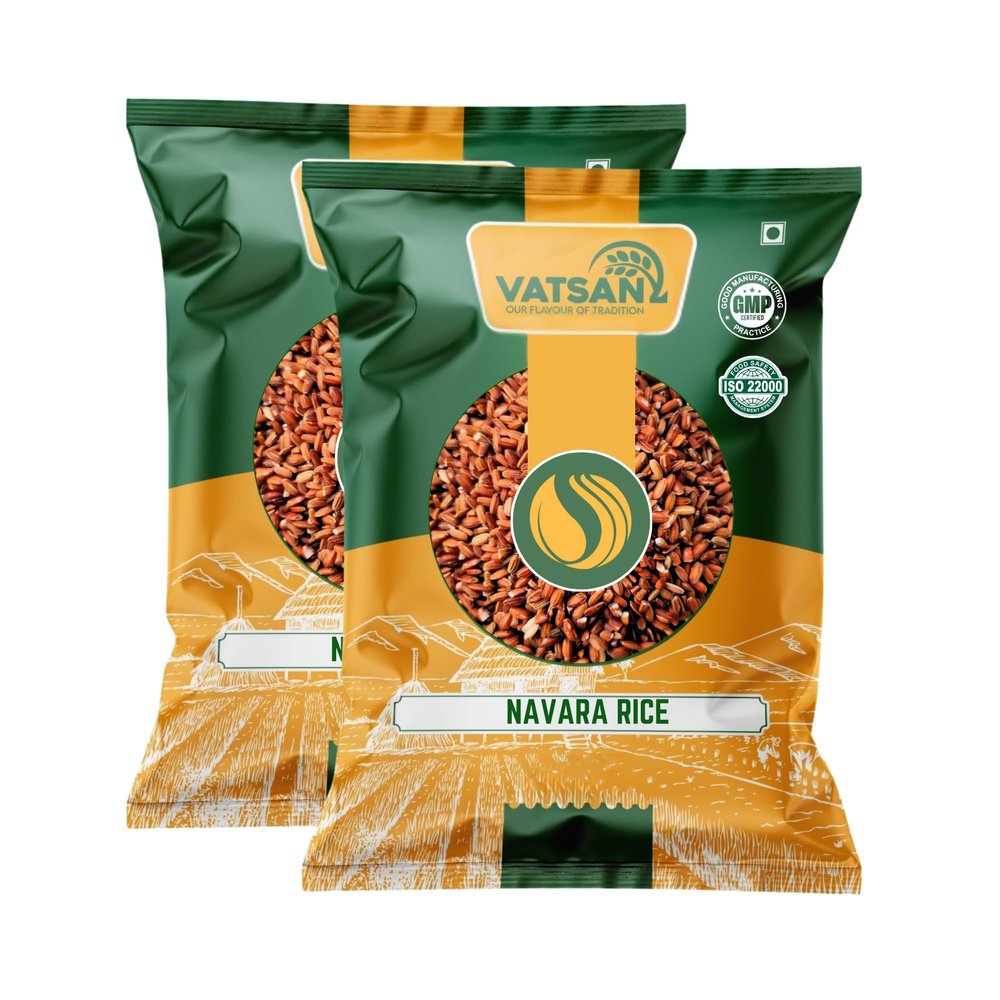 Vatsan Navara Rice 2lbs (Pack of 2) | Authentic Kerala Red Rice | Gluten-Free, High Fiber | Ideal for Ayurveda, Porridge & Healthy Meals