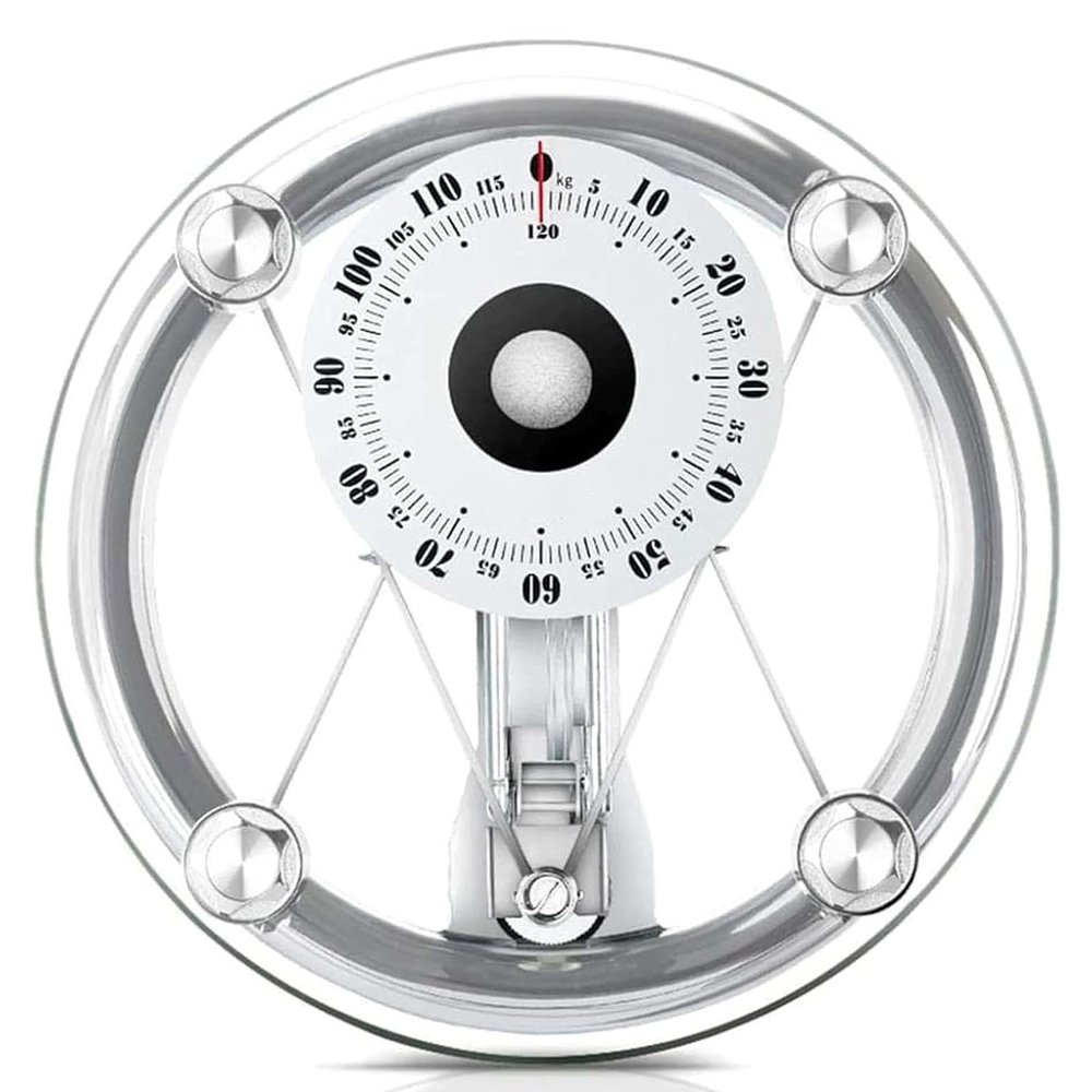 Analog Bathroom Scales, Round Tempered Glass, Weighing Range 264 lbs/120 kg, 155mm Large Dial, Easy to Read Measurements for Home and Pharmacy
