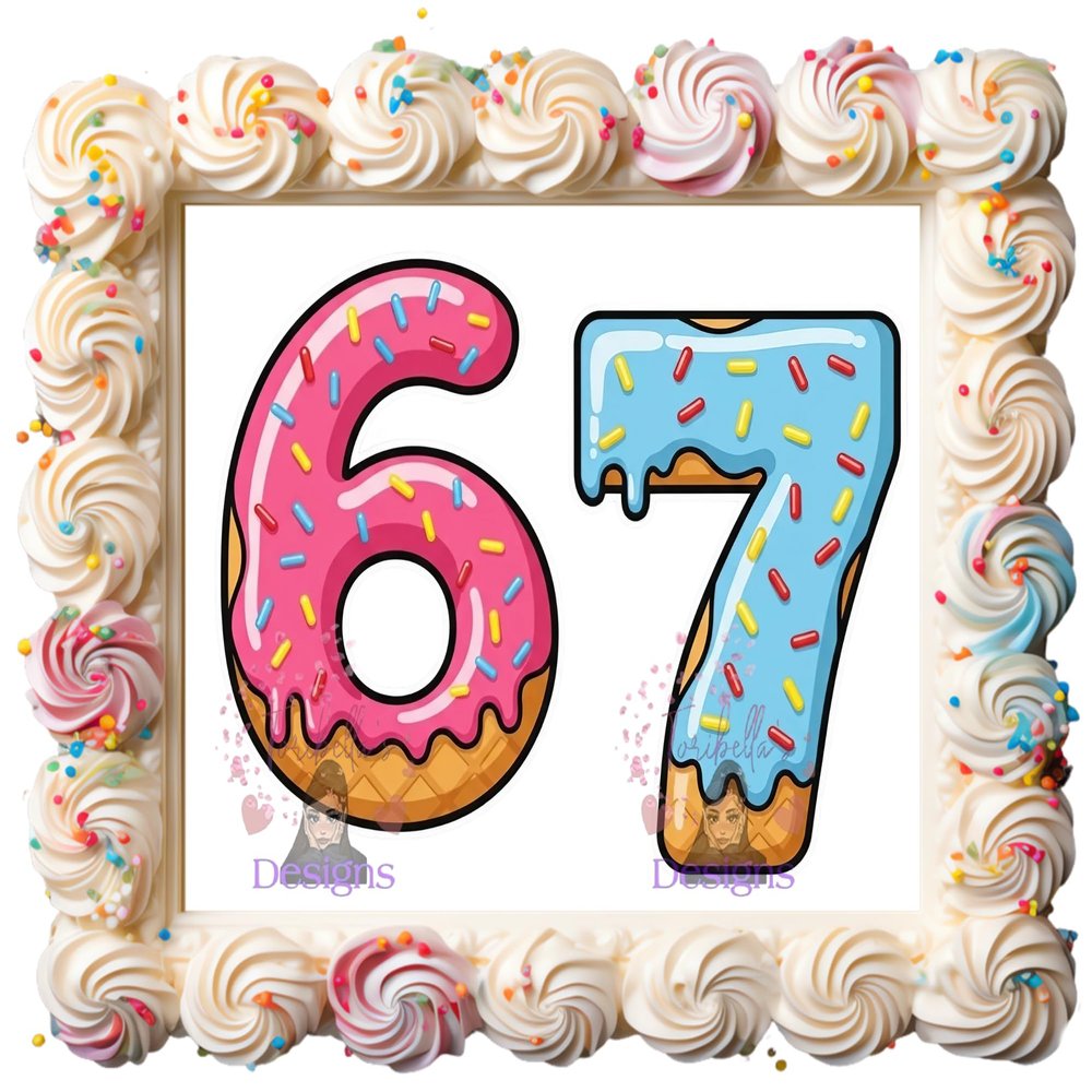 10" by 8" Six Seven Sweets Birthday Edible Image Birthday Party Cake Topper, Frosting Sheet Decoration Holiday Edible Cake Sticker Decal