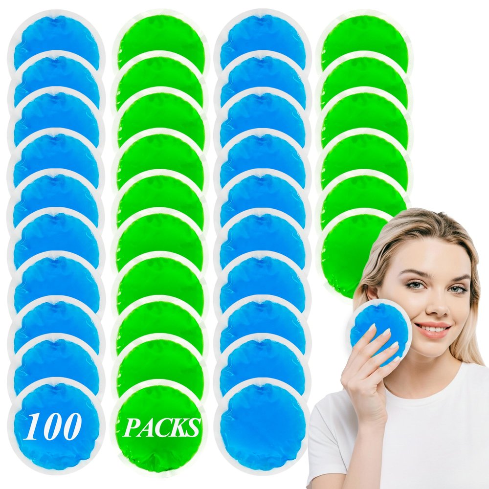 100 Pack Small Ice Packs for Injuries Reusable,Hot and Cold Gel Soft Ice Packs for Face,Eyes,Neck,Wisdom Teeth,Foot,Headache,Allergies,Shoulder Pain Relief for Kids (Multicolor, 100)