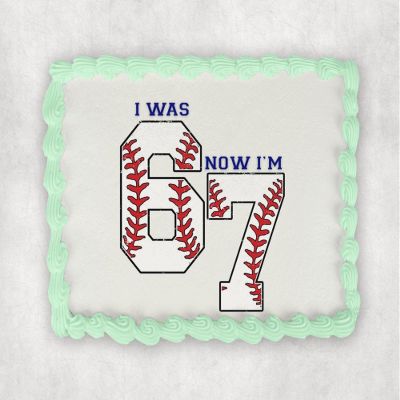 10" by 8" I Was 6 Now I'm 7 Baseball 6 7 Birthday Edible Image Birthday Party Cake Topper, Six Seven Frosting Sheet Decoration Holiday Edible Cake Sticker Decal