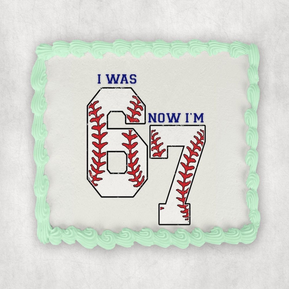 10" by 8" I Was 6 Now I'm 7 Baseball 6 7 Birthday Edible Image Birthday Party Cake Topper, Six Seven Frosting Sheet Decoration Holiday Edible Cake Sticker Decal