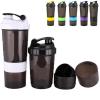 3 Layer Shaker Bottle Protein Mixing Shake Cup Sports Fitness Water Scaled Plastic Bottles With Medicine Box(Purple) view 2