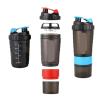 3 Layer Shaker Bottle Protein Mixing Shake Cup Sports Fitness Water Scaled Plastic Bottles With Medicine Box(Purple) view 4