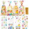 100 Pcs Easter Cellophane Treat Bags - 5 x 11 Inch Clear Easter Goodie Bags with 110 Gold Ties for Cookies, Snacks, Party Favors & Gift Packaging, 2.8 Mil Thick Plastic Easter Candy Bag for Kids view 1