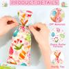 100 Pcs Easter Cellophane Treat Bags - 5 x 11 Inch Clear Easter Goodie Bags with 110 Gold Ties for Cookies, Snacks, Party Favors & Gift Packaging, 2.8 Mil Thick Plastic Easter Candy Bag for Kids view 4