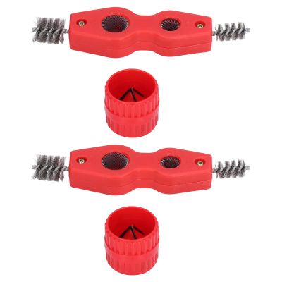 Copper Pipe Cleaner Reamer Value Set 4 in 1 Rust Removal Tool for Plumbers Soldering ABS Steel Red 15mm 20mm