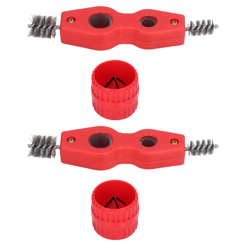 Copper Pipe Cleaner Reamer Value Set 4 in 1 Rust Removal Tool for Plumbers Soldering ABS Steel Red 15mm 20mm