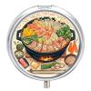Round Hot Pot Cartoon Pattern Pill Organizer Pill Box 3 Compartment Portable Travel Medicine Case Daily Mini Compact Medicine Container Storage Vitamin Supplement Dispenser view 1