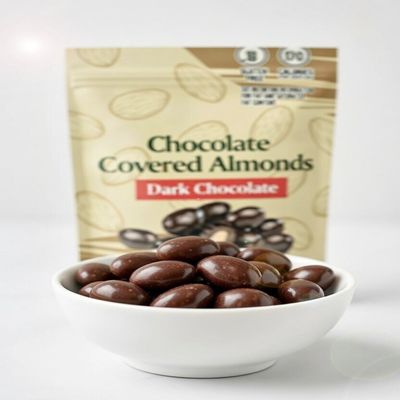 Dark Chocolate Covered Almonds: Crunchy Almonds With Real Cacao Butter, Gluten Free Snack, Antioxidant-Rich Sweet Mother or Father's Day Candy Treat & Gift, 5oz Nice Bag