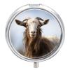 Round Animal Goat Pill Organizer Pill Box 3 Compartment Portable Travel Medicine Case Daily Mini Compact Medicine Container Storage Vitamin Supplement Dispenser view 1