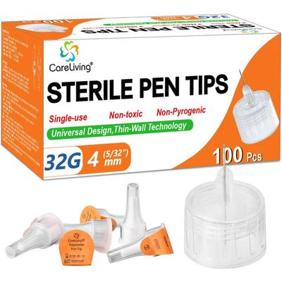 Pen Tips 32G x 4mm, Universal Fit, 100/bx, Sterile, Comfortable