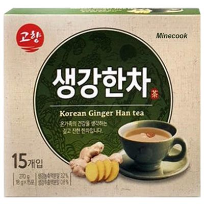Minecook Korean Teaditional Ginger Han Tea, Deep & Rich Flavor, Ginger Concentrate and Extract Powder with Jujube, Almonds and Sunflower Seeds - 18g x 15 Stick Packs (270g / 9.52 oz)