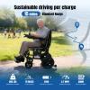 ROBTWOK Ultralight Electric Wheelchair for Adults & Seniors - 36lbs Foldable Power Wheelchair with 15-Mile Long Range, All-Terrain, SOS Button & LED Light, 265lbs Capacity, Airline Approved (Black) view 3