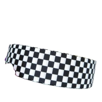 10 Yards 22MM 25MM 38MM Black/White Lattice Ribbon DIY Hand for Bows Material Wrap Grosgrain Headdress(22MM Widein)
