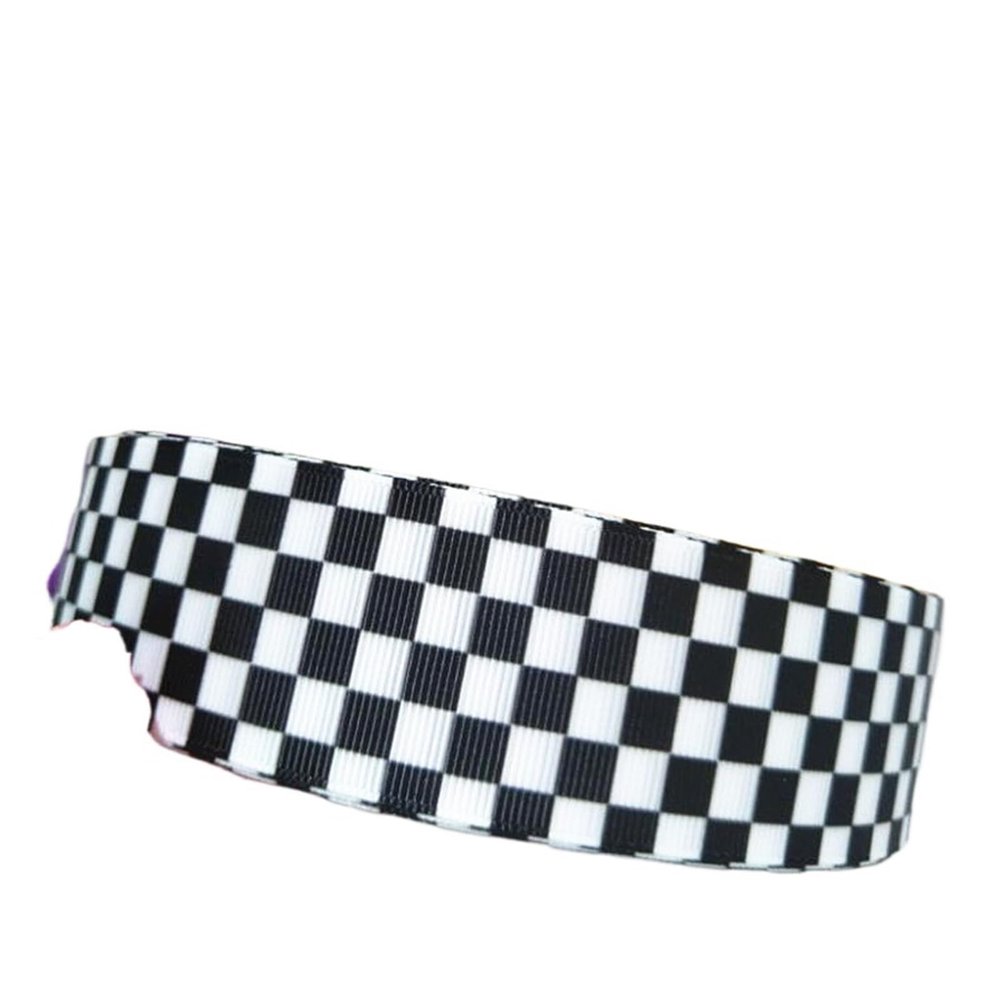 10 Yards 22MM 25MM 38MM Black/White Lattice Ribbon DIY Hand for Bows Material Wrap Grosgrain Headdress(22MM Widein)