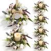 6 Pcs Mini Spring Tulips Candle Rings Wreaths Artificial Purple Lavender Small Pillar Holder Wreath Summer Floral Candle Holder Wreath for Farmhouse Porch Front Door Cabinets Table Decoration view 1