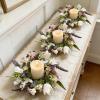 6 Pcs Mini Spring Tulips Candle Rings Wreaths Artificial Purple Lavender Small Pillar Holder Wreath Summer Floral Candle Holder Wreath for Farmhouse Porch Front Door Cabinets Table Decoration view 4