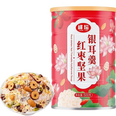 DAMAICHUHAI White Fungus,Lotus Root Powder,Red Date, Nut, and White Fungus Soup Mix, Instant and Ready-To-Eat Meal Replacement, Sweet and Not Greasy, 500g/17.6oz.