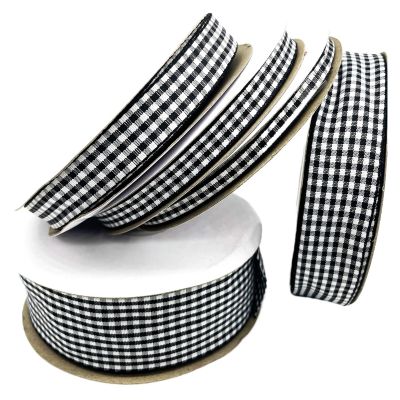 10Yards Gingham Ribbons for Wedding Christmas Party Decorations Wrapping DIY Crafts Bow Hair Plaid Ribbon Packaging Fabric(Color 4,15mm)
