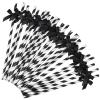 30Pcs Black Paper Straws for Drinking, Cute Black Bow Party Straws Bulk for Juice Coffee Tea Cocktail Milkshake view 1