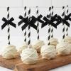 30Pcs Black Paper Straws for Drinking, Cute Black Bow Party Straws Bulk for Juice Coffee Tea Cocktail Milkshake view 4