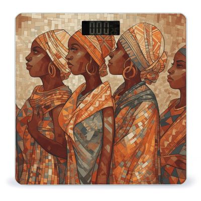 Africa Ethnic Pottery Bathroom Scale for Body Weight LCD Display Digital Bathroom Scale Tempered Glass Bathroom Weight Scales Fashion Smart Scales for Home Bedroom 400 Lb