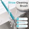 2/5pcs Silicone Straw Brushes, Reusable Straw Brush (6mm + 9mm) Water Bottle and Straw Cleaner Brush Long Handle for Cleaning Narrow & Wide Straws, Tumblers (2, Pink) view 2