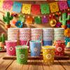 100 Pcs Mexican Paper Cups Disposable Mexico Fiesta Cups Bulk 9oz Cinco De Mayo Party Decorations for Fiesta Taco Birthday Baby Shower Party Supplies(Mexican Bunting Style) view 4