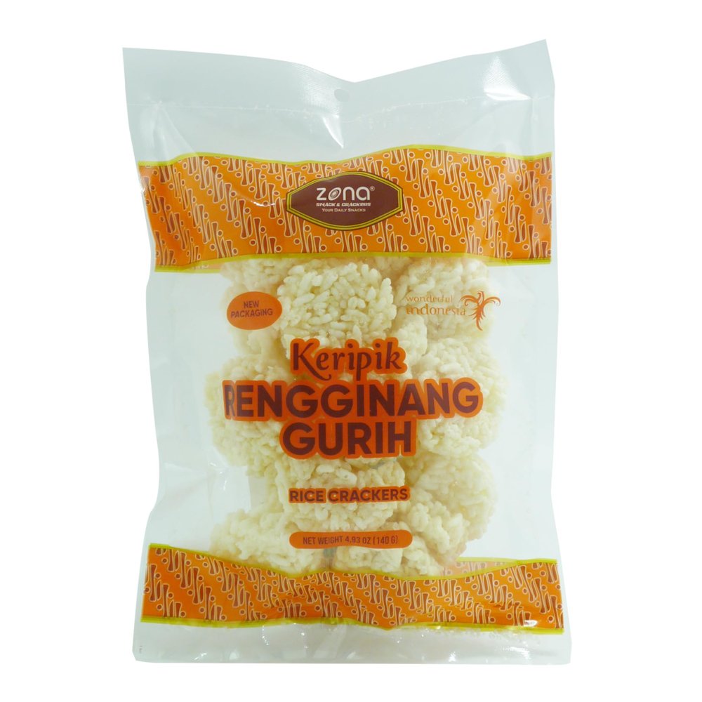 ZONA Rengginang Gurih | Savory Deep Fried Rice Crackers | Authentic Indonesian Glutinous Rice Cakes | Crunchy Umami Snack | 4.93 oz (140g) - Pack of 1