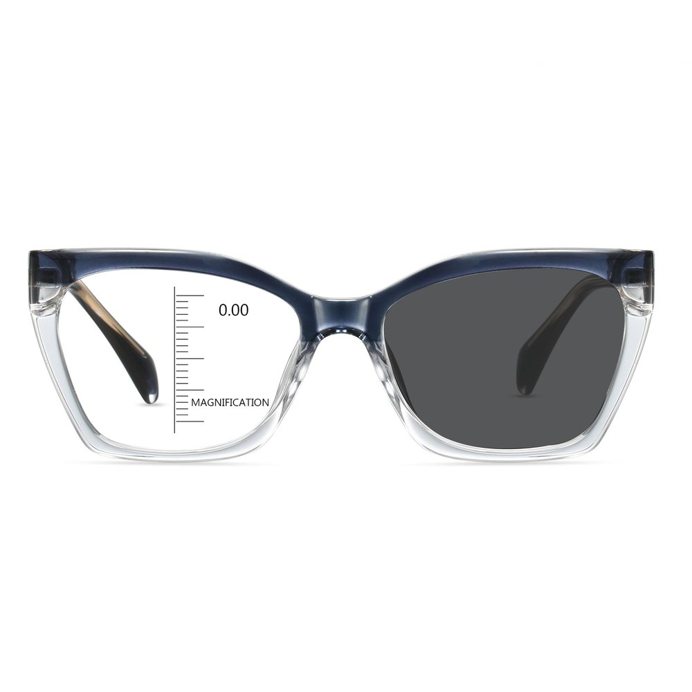 HOOBAY Photochromic Progressive Multifocus Reading Glasses Women,Progressive Readers No Line Quick-Transition Sunglasses (Gradient Blue, 1, x)
