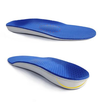 FOMIYES Orthotic Arch Support Insoles for Flat Feet, 1 Pair Dual-Density Massage Shoe Pads, Corrective Inserts for Adults Size 42/43, Blue-White, Foot Relief and Posture Support