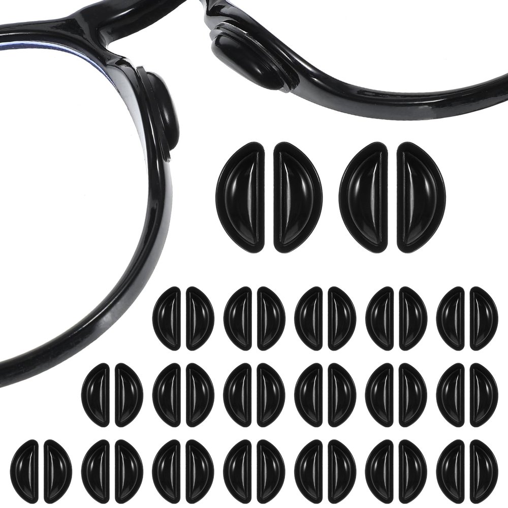 20 Pairs Eyeglass Nose Pads Anti Slip, 3.5 mm Adhesive Eye Glasses Nose Pad Non Slip Silicone Noses Pad for Eyeglass Anti-Slip Noses Pads, Silicone GlassesNose Grips for Plastic Frames Reading, Black
