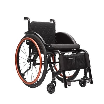TRGCJGH Ultralight Aluminum Wheelchair, Self-propelled Adults Sports Chair, with Quick Release Rear Wheels and Anti-Tip Wheels(Red,15.7in Seat Width)