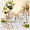 Moinchore 40 Pack Religious Baptism Party Favor Bag Small First Communion Gift Bag with Handle White Peony Cross Christian Paper Tote with Bow for Church Wedding Confirmation 5.5 x 2.4 x 4.7 view 4