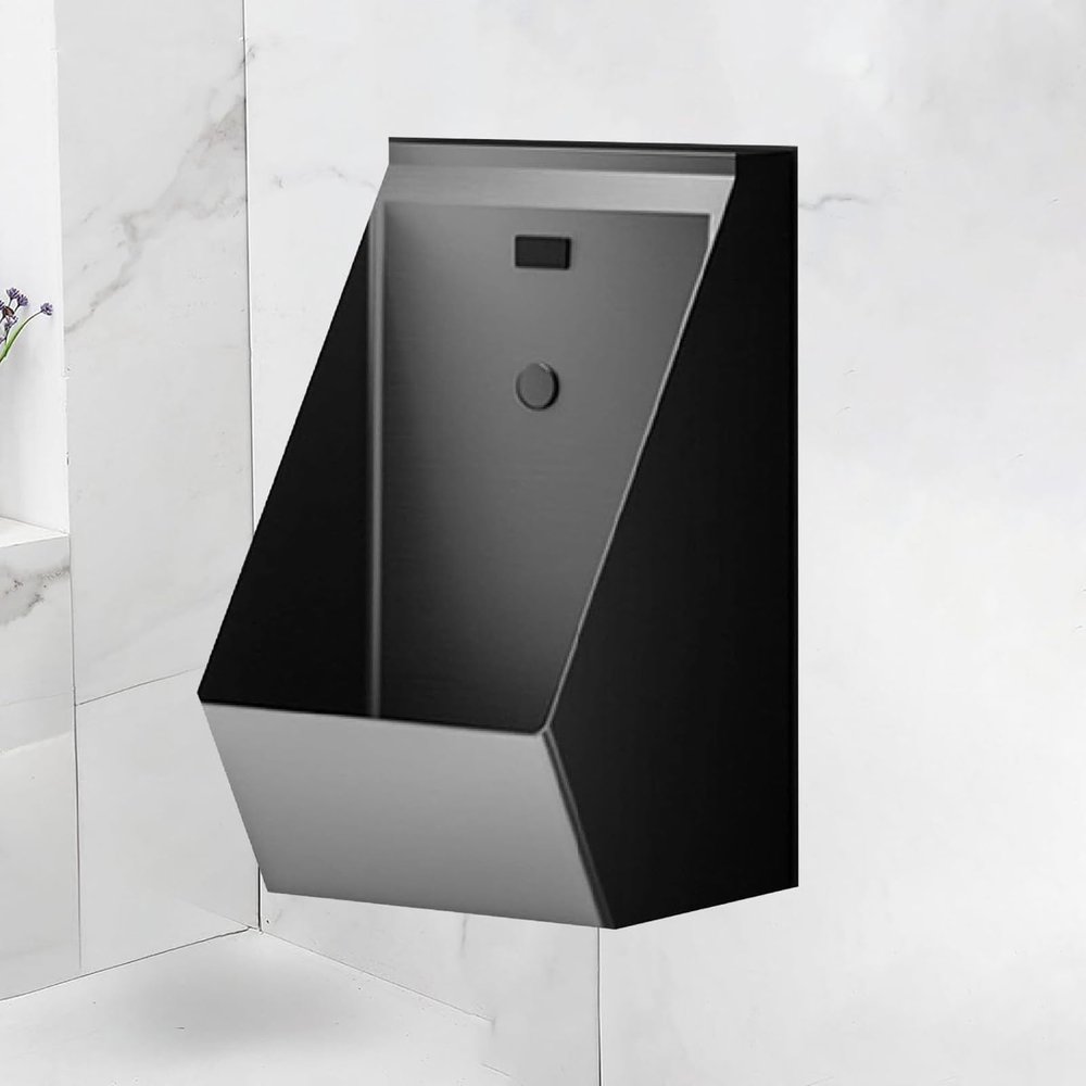 DXLNNW Automatic Sensor Urinal Toilet Universal Washout Urinal,304 Stainless Steel Men's Bathroom Urinal, Touchless Flush,Vertical Toilet for Home, Hotel, Bar, Airport Black